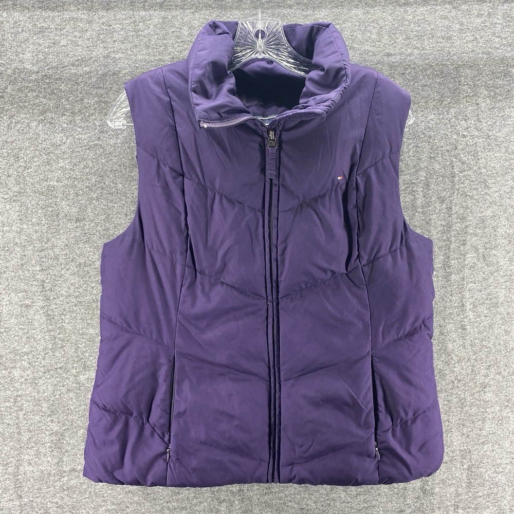 Tommy Hilfiger Vest Womens‎ Large Purple Sleeveless Full Zip Fleece Hiking